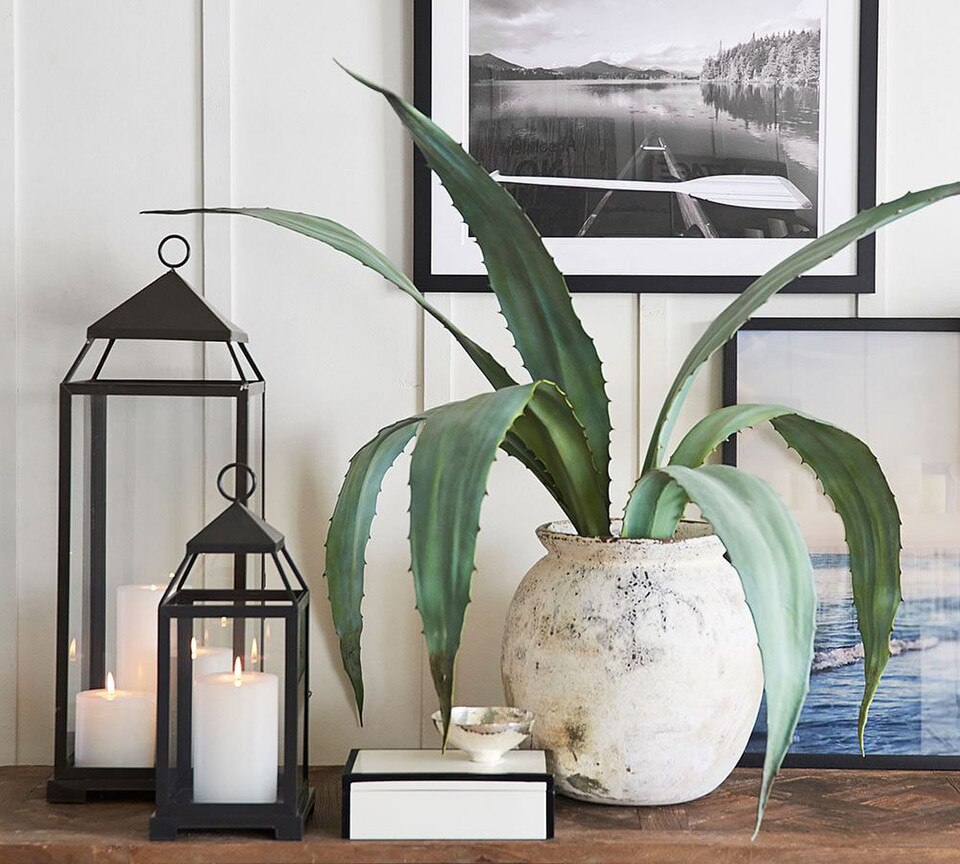 Malta Glass & Metal Indoor/Outdoor Lantern Pottery Barn Australia